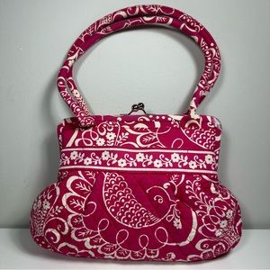 Vera Bradley Twirly Birds Pink Alice Medium Kisslock Shoulder Bag Pink Floral